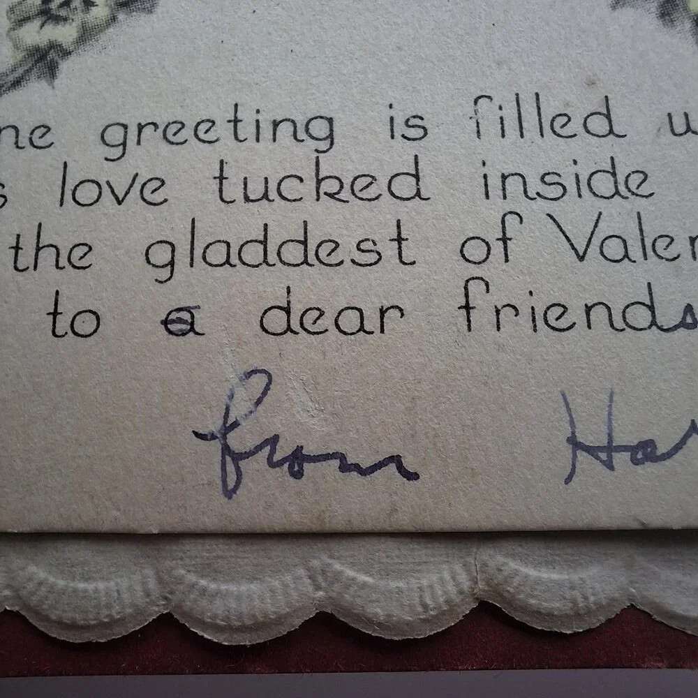 Vintage Valentine Card Scalloped Edges My Friend Harold Boys Antique Retro Love‎